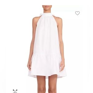 Staud Mini Marlowe Bow Back Halter Dress- White Size Small